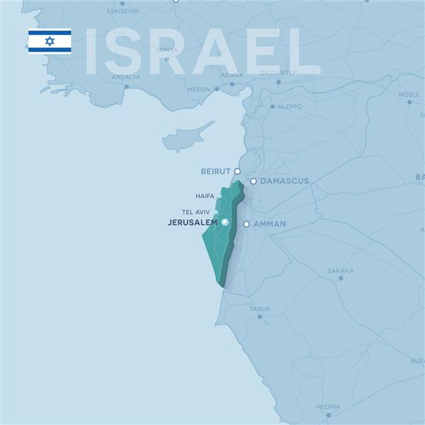 نقشه وکتور شهرها و جاده ها در اسرائیل