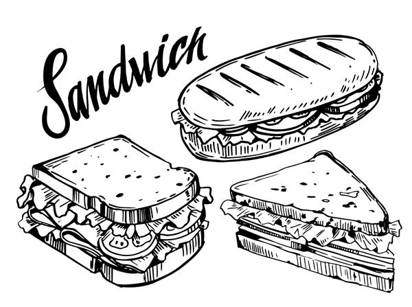 طرح ساندویچ تصویر طراحی شده با دست به وکتور تبدیل شد