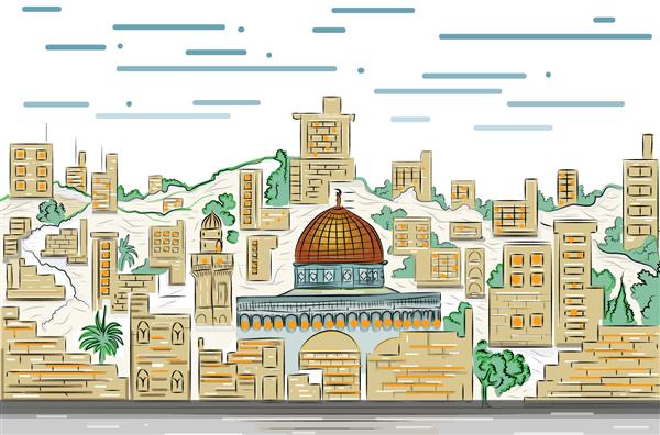 منظره شهر الخلیل فلسطین EPS 10