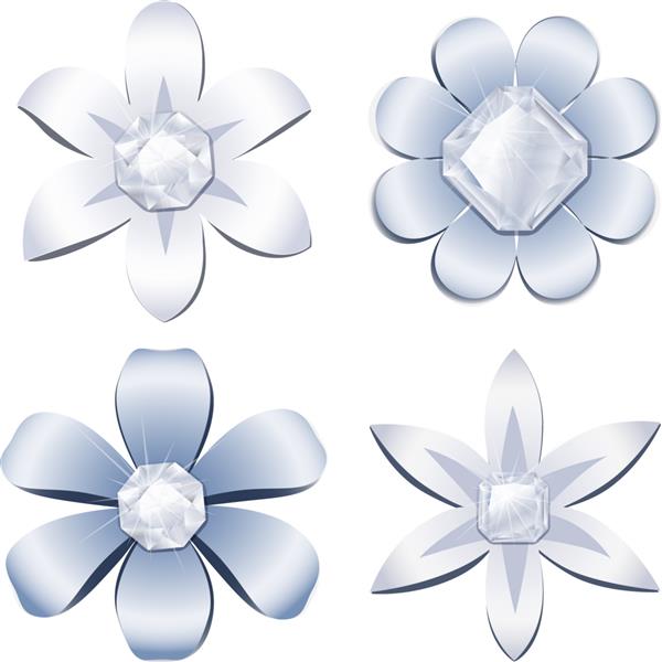 گل های الماس ست عناصر طراحی