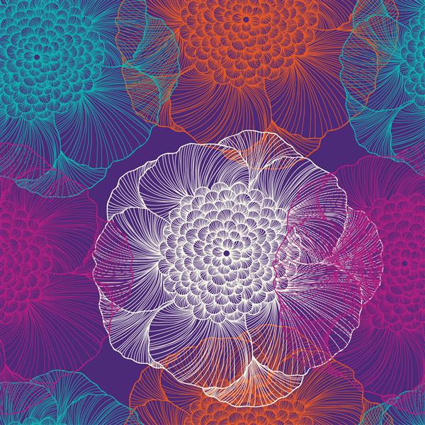 الگوی گل وکتور رنگارنگ شیک با گل های زیبا