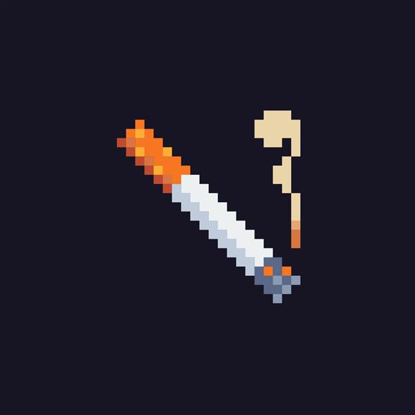 نماد هنری پیکسل سیگار کشیدن تصویر وکتور جدا شده طراحی برای استیکر لوگو اپلیکیشن وب سایت گلدوزی