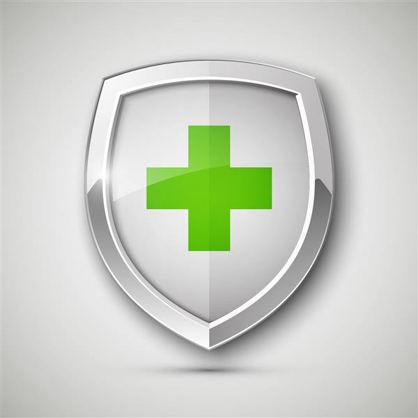 صلیب محافظ سلامت پزشکی مفهوم سپر محافظ فولادی محافظت شده نماد فولادی نشان ایمنی محافظ بنر فلزی حریم خصوصی برچسب فلزی محافظ امنیتی شکل برچسب کرومی ارائه