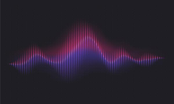 موج صوتی انتزاعی شکل موج دیجیتال صدا فناوری صدای حجمی موج پر جنب و جوش پس زمینه وکتور انرژی صدای موسیقی