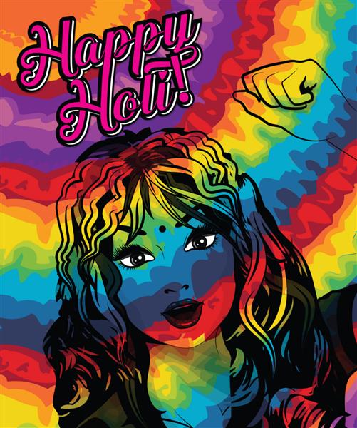 پس زمینه تبریک هولی شاد رنگارنگ پاپ آرت - تصویر وکتور جشن‌های جشن هولی شاد جشنواره هندی با پخش رنگ‌ها