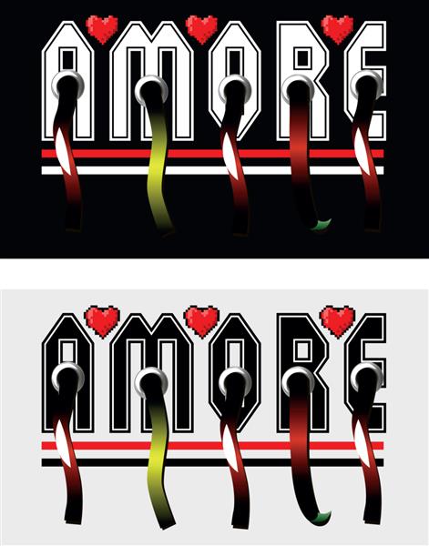 کلمه amare در مفهوم انتزاعی پس زمینه سفید و سیاه بردار