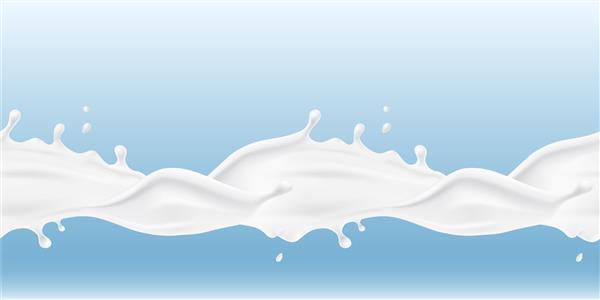 الگوی بدون درز پاشش شیر حاشیه موج ماست واقع گرایانه سه بعدی وکتور طرح بسته شیر