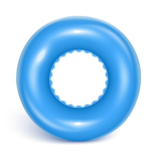دایره شنا آبی روشن اسباب بازی لاستیکی بادی برای ایمنی کودک تصویر واقعی تابستانی وسیله نجات نمای از بالا جدا شده در پس زمینه سفید تصویر وکتور