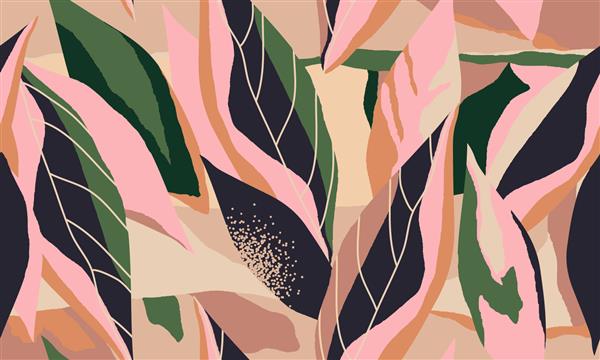 الگوی تصویرسازی گیاهان جنگلی عجیب و غریب مدرن الگوی بدون درز گل مدرن کلاژ خلاقانه قالب شیک برای طراحی