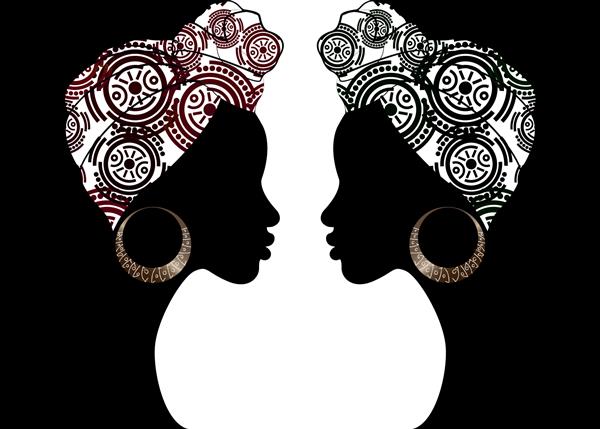 پرتره زن زیبای آفریقایی عمامه روسری سنتی آفریقایی زنانه روسری آنکارا شنبولن سر کنته طرح پارچه باتیک قبیله ای آفریقایی را می پیچد وکتور پس زمینه مفهوم تنوع زنان