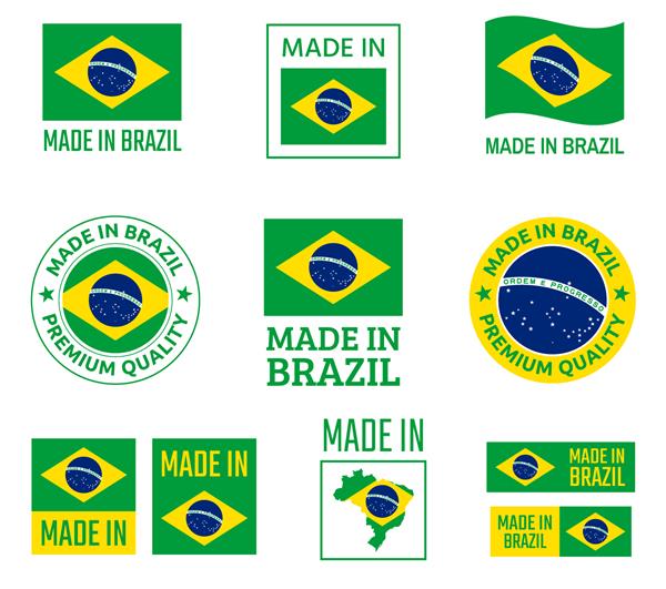 ساخته شده در مجموعه برچسب های برزیل نشان محصول جمهوری فدرال برزیل