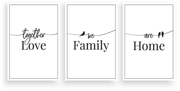 ما با هم عشق خانواده خانه وکتور هستیم طراحی کلمات حروف نویسی طراحی پوستر مینیمالیستی اسکاندیناوی طراحی پوستر سه تکه دکور هنری دیوار برگردان دیوار نقل قول های عاشقانه طراحی کارت تبریک