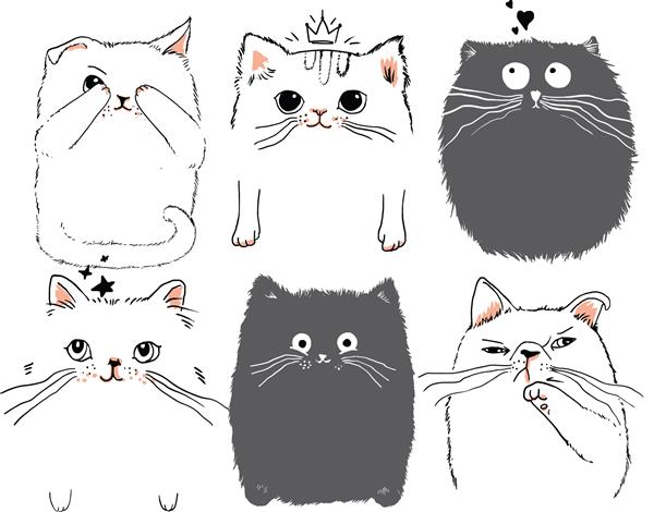 طراحی تصویر کارتونی طراحی مجموعه گربه وکتور