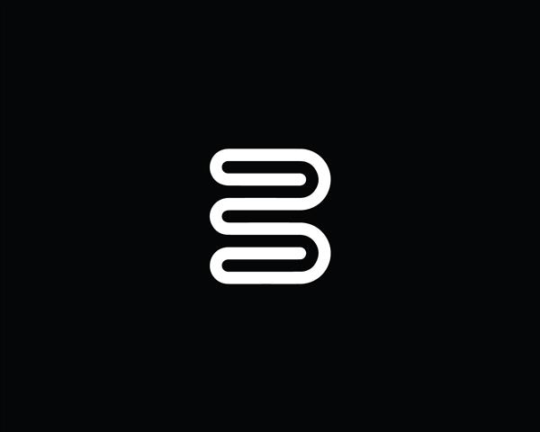 طراحی خلاقانه و مینیمالیستی لوگوی حرف EB EB BE قابل ویرایش در فرمت وکتور در رنگ سیاه و سفید