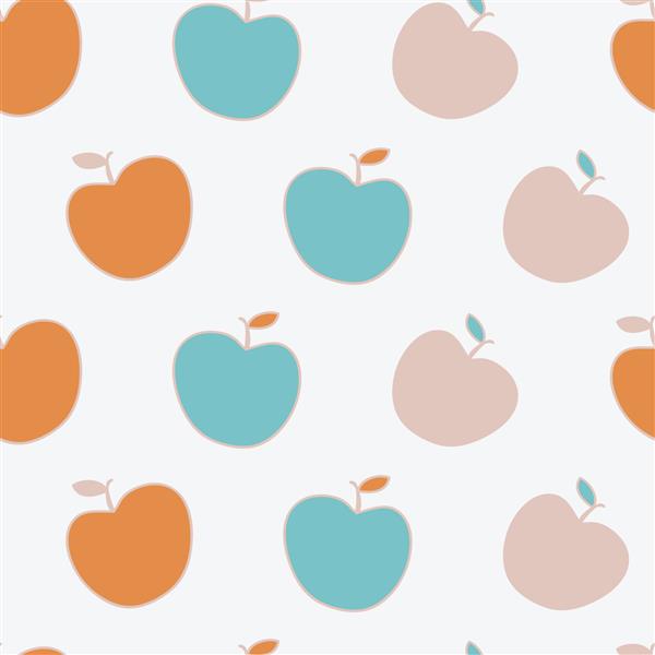 الگوی بدون درز سرگرم کننده سیب در رنگ های منحصر به فرد