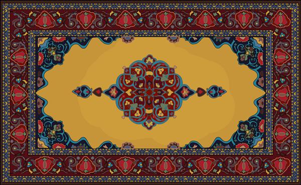 فرش ایرانی طرح اصلی بافت وکتور عشایر آسان برای ویرایش و تغییر چند رنگ توسط پنجره نمونه