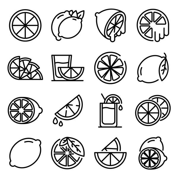 مجموعه آیکون های آهک مجموعه طرح کلی از نمادهای وکتور آهک برای طراحی وب جدا شده در پس زمینه سفید