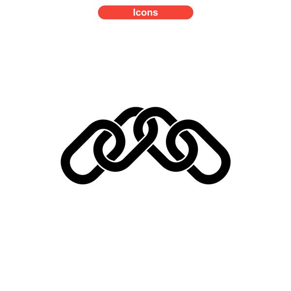 تصویر وکتور نماد علامت ایزوله آیکون زنجیره ای - آیکون های وکتور به سبک مشکی با کیفیت بالا
