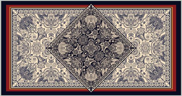 طرح وکتور زینتی مستطیلی برای فرش فرش تاپیس شال فرش ایرانی حوله پارچه پس زمینه توری هندسی گلدار زیور آلات عربی با عناصر تزئینی قالب وکتور