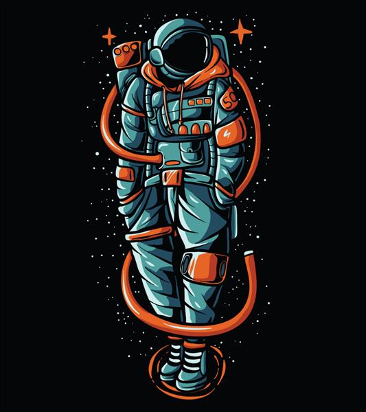 تصویر وکتور فضانوردی با ژاکت هیپ فضانورد لباس فضانورد مد روز طرح یا کاغذ دیواری تی شرت تم گلکسی