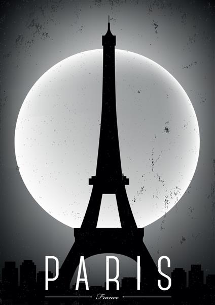 پوستر سیاه سفید شهر پاریس