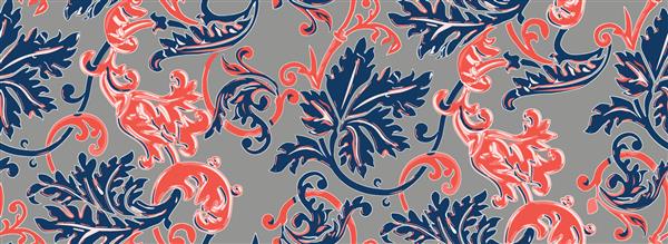 جوهر آبی برگ انگور لیچی وکتور الگوی بدون درز هندسی در طراحی سبک باستانی برای پرده پس زمینه قدیمی برای پارچه پارچه لفاف کاغذ دیواری سطح پرده لباس روسری کراوات