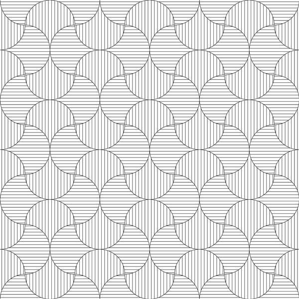 داربست راه راه الگوی گرد انتزاعی پس‌زمینه بدون درز هندسی تصویر وکتور سیاه و سفید طرح کاغذ دیواری