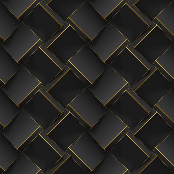 الگوی هندسی بدون درز با مکعب های سه بعدی سیاه واقعی قالب وکتور برای کاغذ دیواری پارچه پارچه پوستر بروشور پس زمینه یا تبلیغات بافت با اثر اکسترود تصویر وکتور