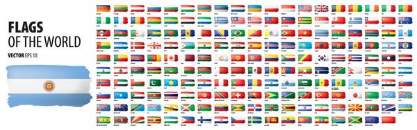 پرچم های ملی کشورها تصویر وکتور بر روی زمینه سفید
