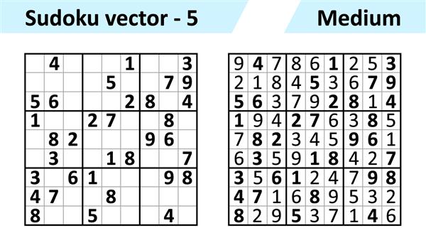 بازی سودوکو با پاسخ مجموعه طرح وکتور ساده سودوکو قالب خالی پیچیدگی کار متوسط است
