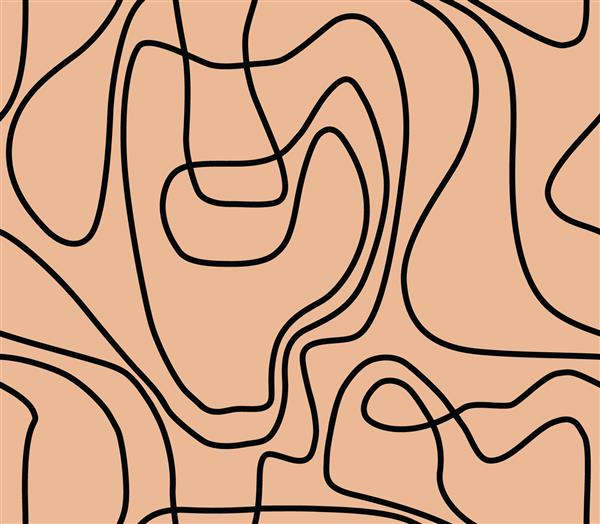 الگوی وکتور خطوط بدون درز الگوی تکراری خطوط هندسی ساده نامنظم خطوط پویا و مایع برای مد و طراحی داخلی الگوی تابستانی آماده چاپ خطوط سیاه در زمینه بژ