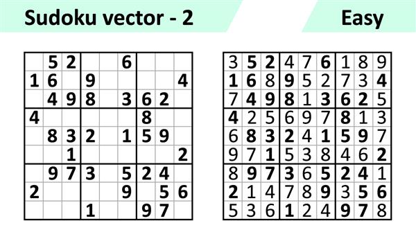 بازی سودوکو با پاسخ مجموعه طرح وکتور ساده سودوکو قالب خالی پیچیدگی کار آسان است