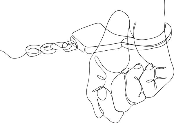 دست در دستبند نقاشی وکتور یک خط