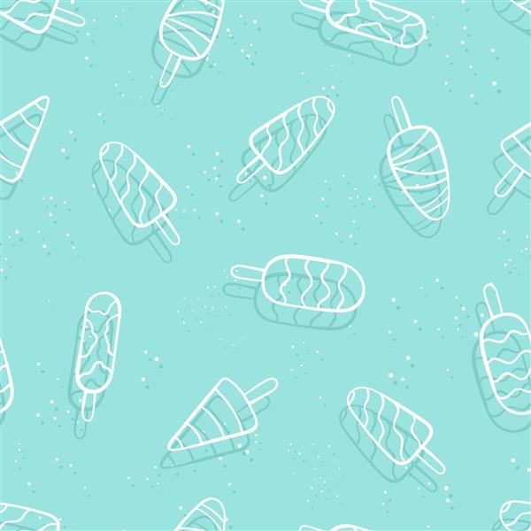 الگوی بدون درز بستنی با دست طراحی شده پس زمینه بستنی ابله عالی برای پارچه های تابستانی بنر کاغذ دیواری بسته بندی - طرح وکتور