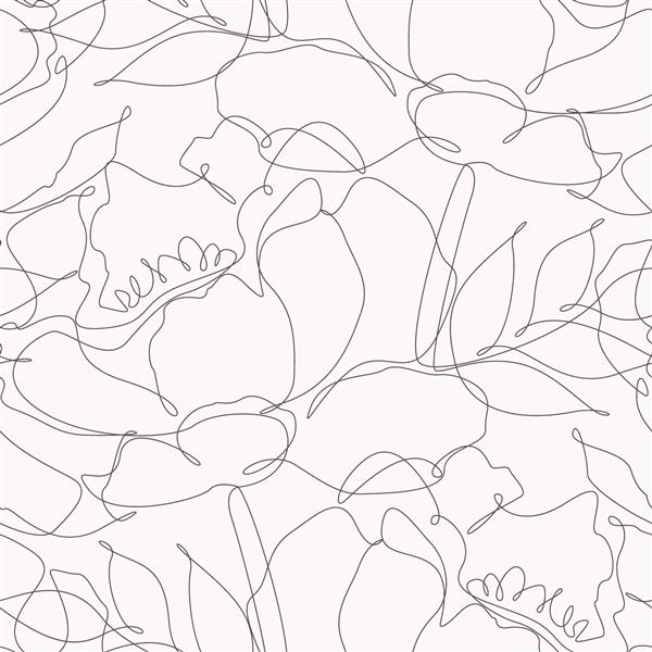 الگوی بدون درز گل یک خط تصویر وکتور از یک نقاشی انتزاعی گل