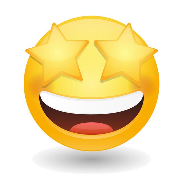طراحی تصویر هنری وکتور Emoji Star Struck Eyes دور گرافیکی بیان شکلک سبک آواتار کاوائی