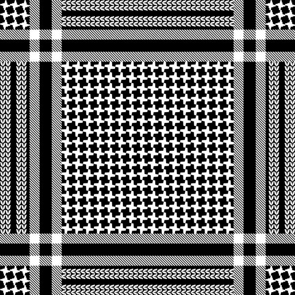الگوی عربی سیاه و سفید چاپ چهارخانه مربع الگوی روسری شطرنجی و دیگر طرح های پارچه