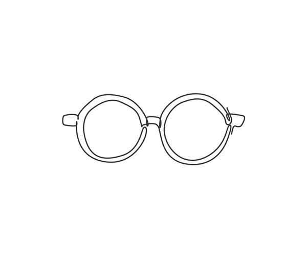 طراحی تک خطی از هویت لوگوی عینک گرد قدیمی یکپارچهسازی با سیستمعامل مفهوم الگوی نماد لوگوی فروشگاه نوری تصویر وکتور گرافیکی طراحی خط پیوسته پویا