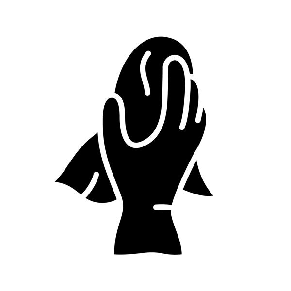 دستکش لاستیکی خانگی Silhouette دستکش پارچه ای را نگه می دارد نماد طرح کلی گرد و غبار شستشو پنجره پاک کردن مبلمان کف تصویر سیاه برای تمیز کردن خانه مرطوب پرداخت سطح نشان وکتور جدا شده مسطح