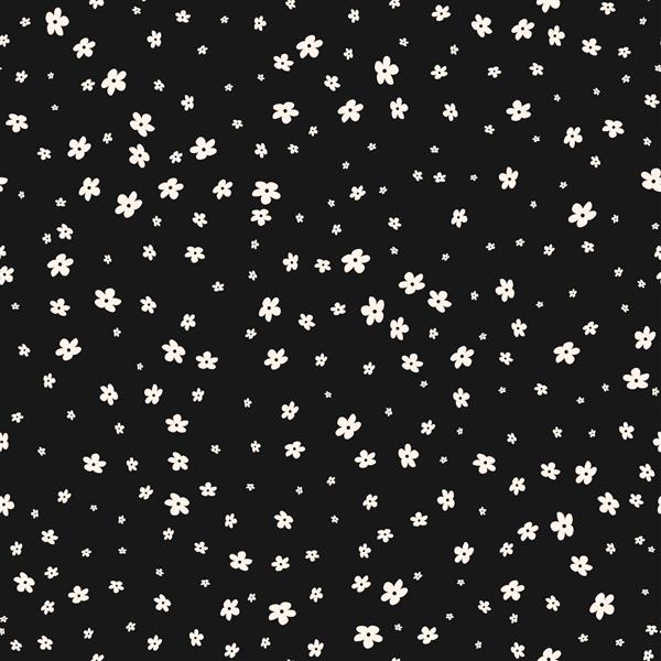 الگوی دیتسی وکتور ساده بافت بدون درز سیاه و سفید با گل های کوچک پس زمینه گل انتزاعی زیبا طرح تکرار تیره مینیمال برای دکوراسیون پارچه کاغذ دیواری چاپ بسته بندی