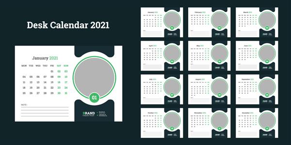 طراحی قالب تقویم رومیزی 2021