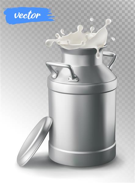 قوطی شیر را در ظرف قرار دهید و بپاشید عنصر وکتور سه بعدی برای طراحی بسته