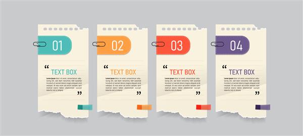 طراحی جعبه متن با ماکت کاغذهای یادداشت