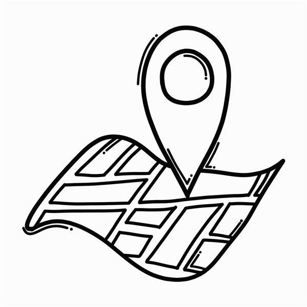 نماد وکتور doodle مکان رسم طرح تصویری خط کشیده شده با دست