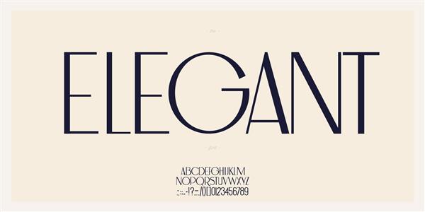 فونت زیبا با حروف بزرگ و اعداد سبک سلطنتی حداقل الفبای sans serif برای تبلیغات ویدئو دکوراسیون لوگو پوستر کتاب چاپ بردار