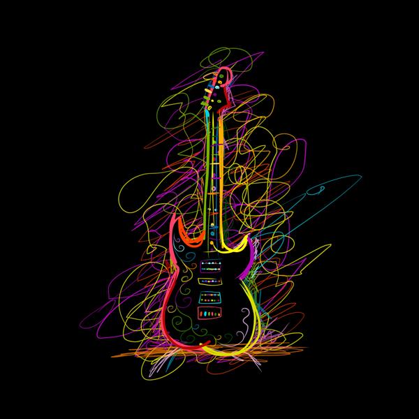 طرح هنری طراحی گیتار تصویر وکتور