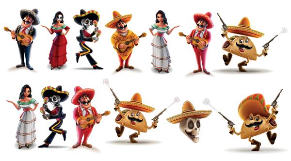 مجموعه ای از شخصیت های کارتونی شاد مکزیک