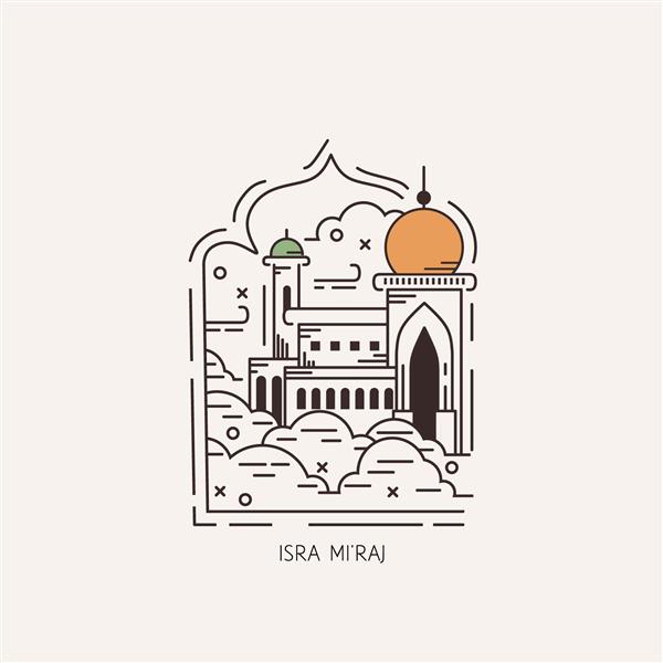 روز اسلام اسرای معراج گرافیک مصور مسجد در آسمان ایده آل برای پوستر پس زمینه کارت های تبریک و غیره