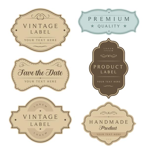 مجموعه برچسب‌ها و قاب‌های برچسب قدیمی برچسب‌های سنتی زینتی برای کارت عروسی بسته‌بندی محصولات دست ساز یا ارگانیک کیفیت برتر صرفه‌جویی در تاریخ