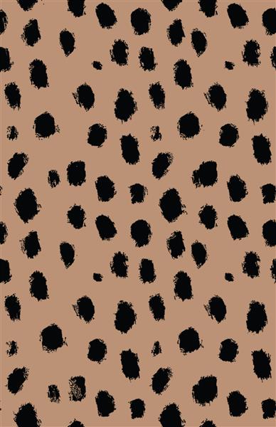 الگوی لکه های وکتور بدون درز وکتور الگوی لکه های اسپلش خلاقانه هنری نقاط جوهر بدون درز انتزاعی لکه های مشکی مد روز در زمینه قهوه ای برای مد و دکوراسیون داخلی الگوی پلنگ